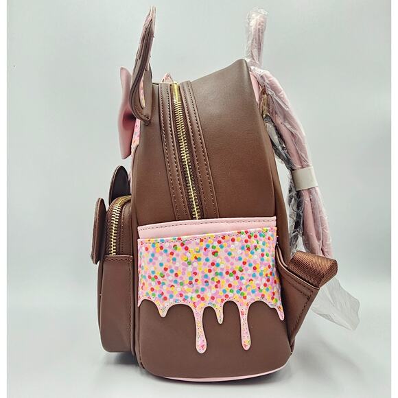Loungefly Disney Minnie Mouse Chocolate Lollipop Ears Brown Mini Backpack Bag - Picture 5 of 12